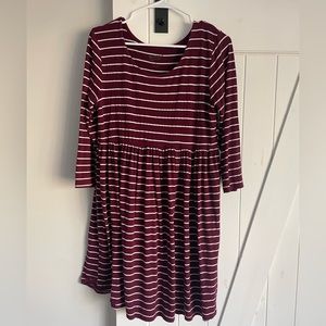 Large Arizona Jeans Striped Maroon Dress